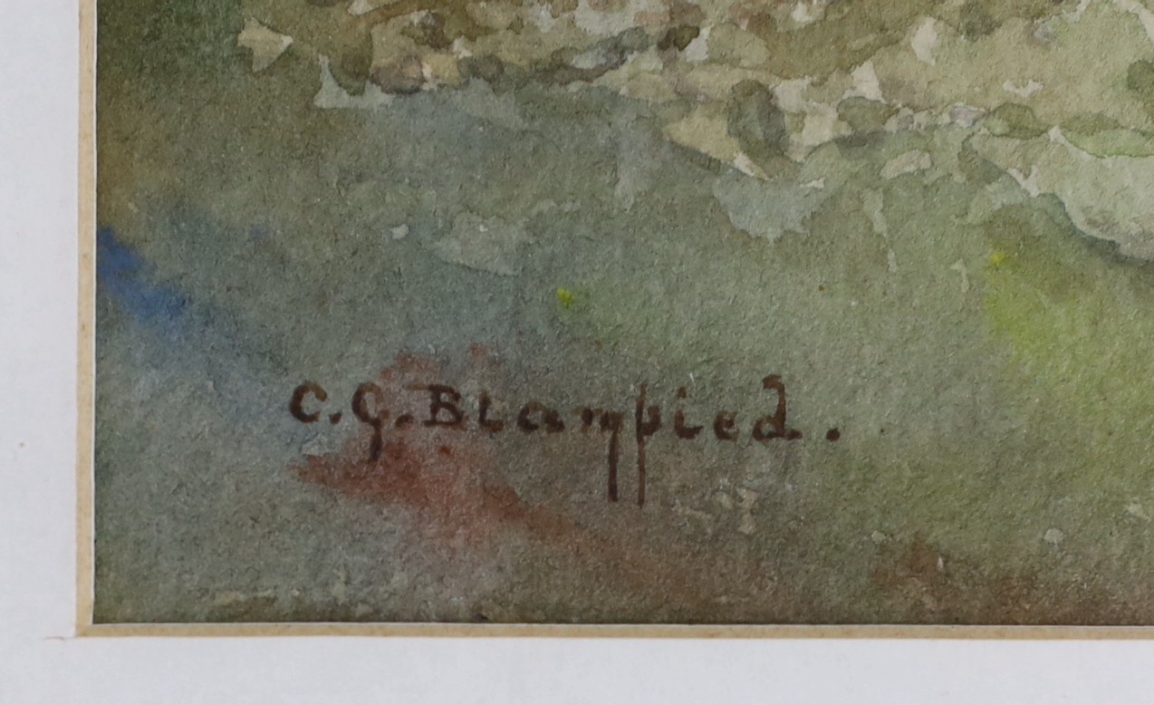 Clifford George Blampied (1875-1962), watercolour, Alpine landscape, signed, 23 x 34cm